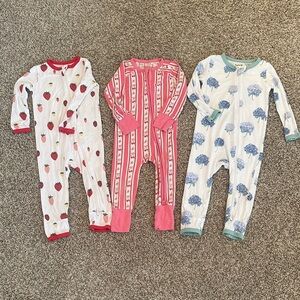 Kyte BABY and Jammers Kids pajama Set - Strawberry, Pink Stripe, Blue Floral